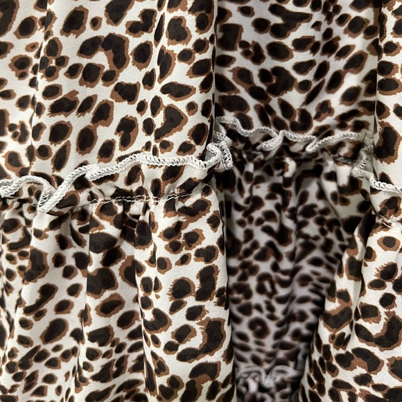 SHEIN ANIMAL PRINT TIERED RUFFLE FLOWY SKATER MINI SKIRT - Picture 7 of 11